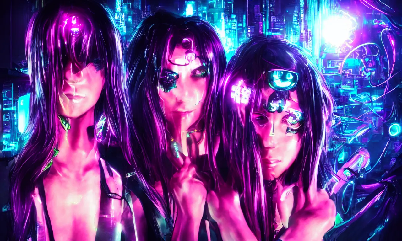 Image similar to neon cyberpunk sailor moon with arm tattoos, 1 / 4 headshot, cinematic lighting, dystopian scifi gear, gloomy, profile picture,