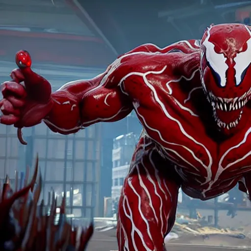 Image similar to Carnage (Venom 2018) in Fortnite, screenshot