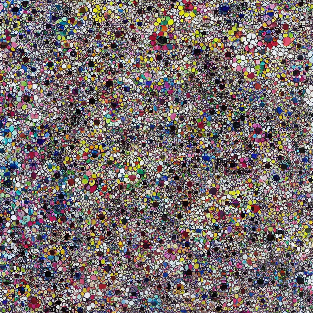 Image similar to camouflage made of love, style of takashi murakami, abstract, rei kawakubo artwork, cryptic, stipple, lines, splotch, color tearing, pitch bending, lines, blotches, color splotches, dark, ominous, abstract, minimal, points, technical, painting