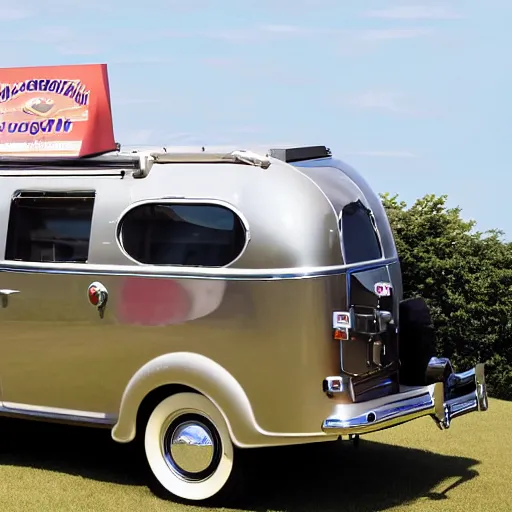 Prompt: photo of a 1 9 3 6 chrysler airstream at an auto show