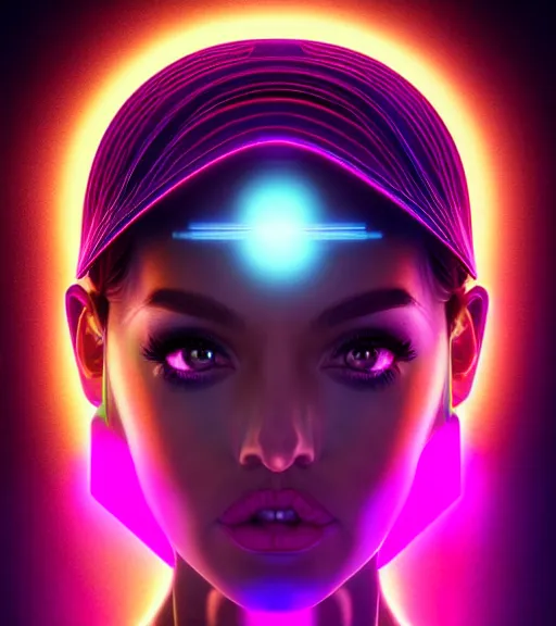 Image similar to symmetry!! latin princess of technology, solid cube of light, hard edges, product render retro - futuristic poster scifi, lasers and neon circuits, beautiful woman latin princess, intricate, elegant, highly detailed, digital painting, artstation, concept art, smooth, sharp focus, illustration, dreamlike, art by artgerm