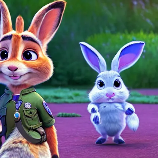 Prompt: judy hopps from zootopia as a real life realistic rabbit on a nature documentary with the national geographic logo