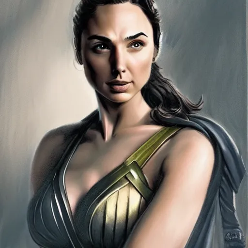 Image similar to a detailed and complex, highly detailed, concept art, depicting gal gadot in military uniform. painting by dmitri moor