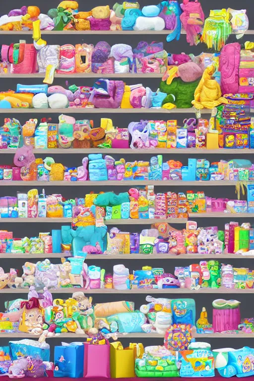 Image similar to Diaper Store overflowing with Diapers, digital art, professional illustration, highly detailed, trending on artstation