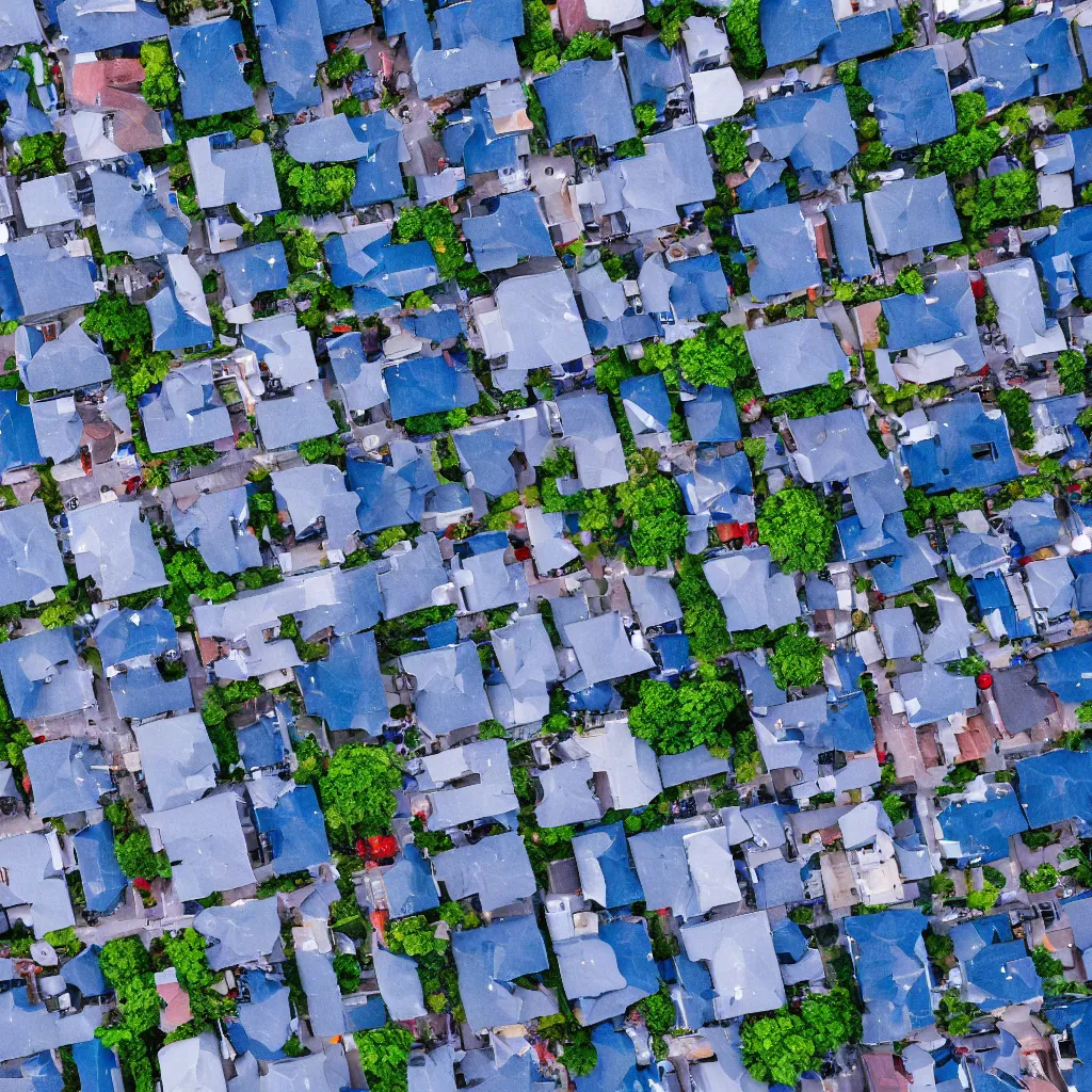 Image similar to bird's eye view of blue rooftop with clean streets, 4k