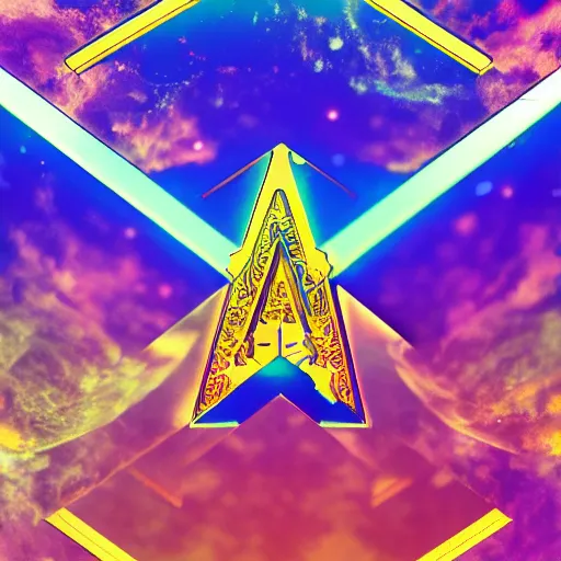 Image similar to a and w vaporwave logo, colorful, digital art, cosmic, 3 d high definition, trending on art station, photorealistic, high resolution, 8 k, octane, hyper detailed, insane details, intricate, elite, ornate, elegant trend, highly detailed and intricate, sharp focus, photography, unreal engine