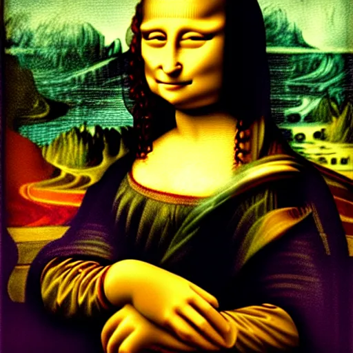 Prompt: a painting of the mona lisa in the style of van gogh