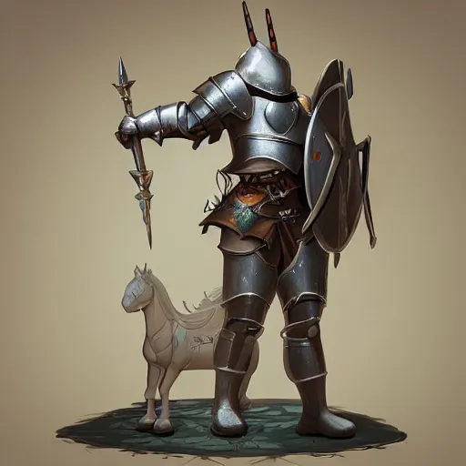 Image similar to a unicorn in a knights plate - armor, style of peter mohrbacher, unreal engine, octane render