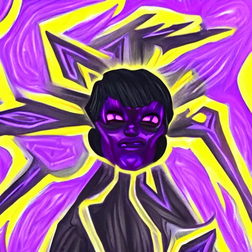 Prompt: Amethyst radiating a dark evil aura 🎨🖌️