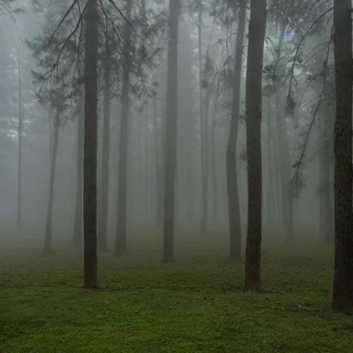 Prompt: A never ending foggy forest