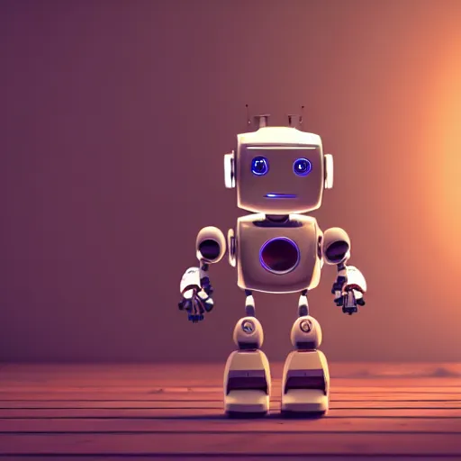 Image similar to a cute little robot consists wood. super realistic 8 k render of a elegant, cinematic composition