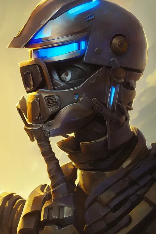 Image similar to epic mask helmet robot ninja portrait stylized as fornite style game design fanart by concept artist gervasio canda, behance hd by jesper ejsing, by rhads, makoto shinkai and lois van baarle, ilya kuvshinov, rossdraws global illumination radiating a glowing aura global illumination ray tracing hdr render in unreal engine 5