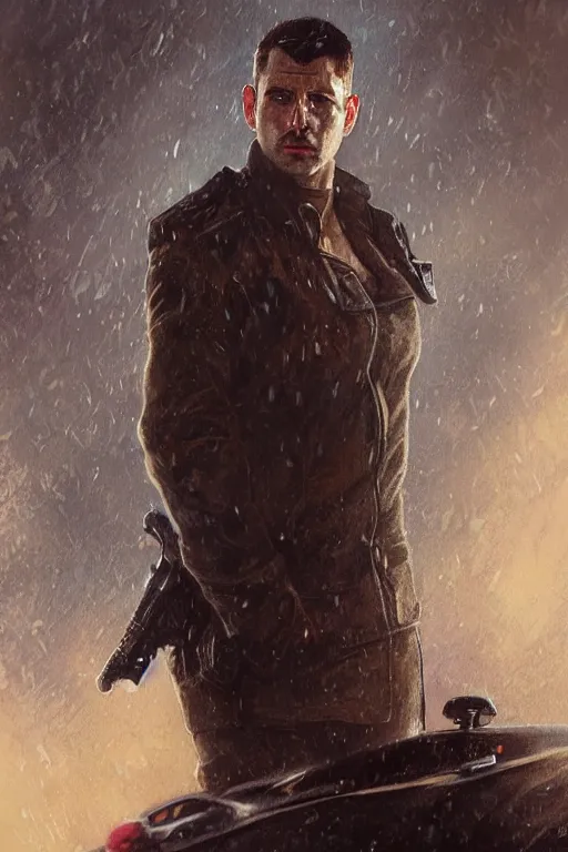 Image similar to Officer K from Blade Runner 2049, diffuse lighting, fantasy, intricate, elegant, highly detailed, lifelike, photorealistic, digital painting, artstation, illustration, concept art, smooth, sharp focus, art by John Collier and Albert Aublet and Krenz Cushart and Artem Demura and Alphonse Mucha