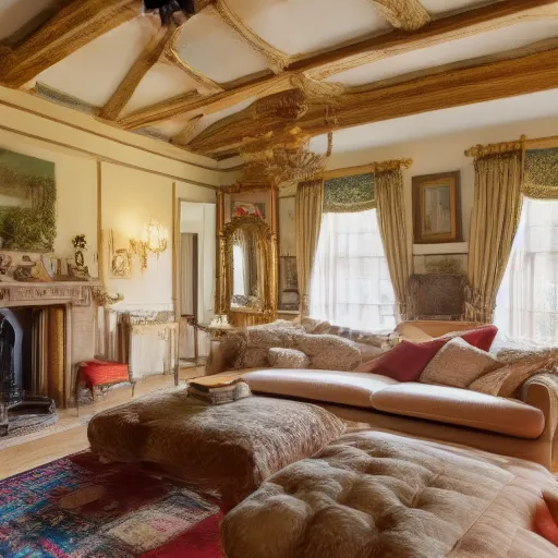 Image similar to inside an opulent scotish cottage