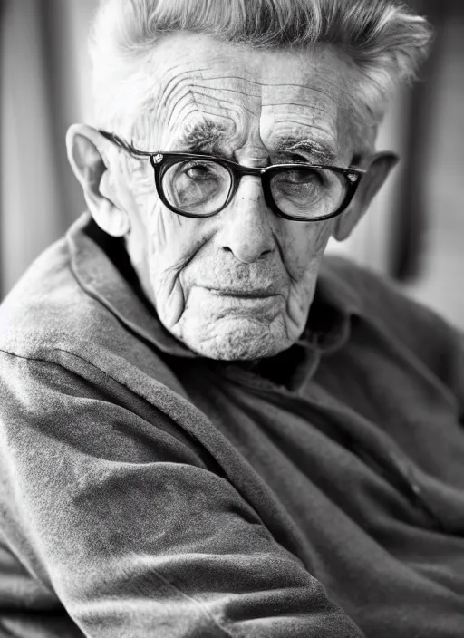 Image similar to DSLR photo portrait still of 90 year old age 90 James Dean at age 90!!!, 85mm f1.8