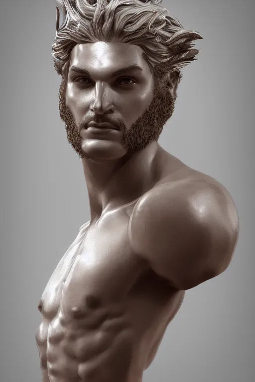 Image similar to portrait of mythological male Greek god of beauty, high resolution, award-winning art, trending on Artstation, sharp image, incredibly detailed, octane render, unreal engine