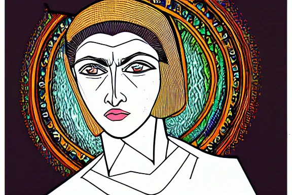 Prompt: the high priestess, animation cel, forest background, detailed, symmetrical face