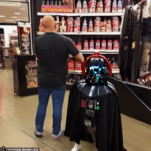 Image similar to I saw darts vader shopping yesterday it was so weird