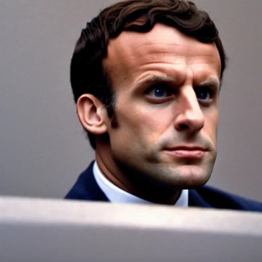 Prompt: god Emmanuel Macron in American Psycho (1999)
