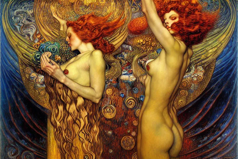 Image similar to Divine Chaos Engine by Karol Bak, Jean Delville, William Blake, Gustav Klimt, and Vincent Van Gogh, symbolist, visionary