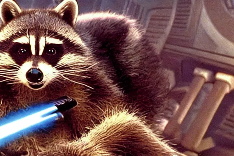 Image similar to marvel rocket racoon in a still of the movie star wars episode i the phantom menace ( 1 9 9 9 )