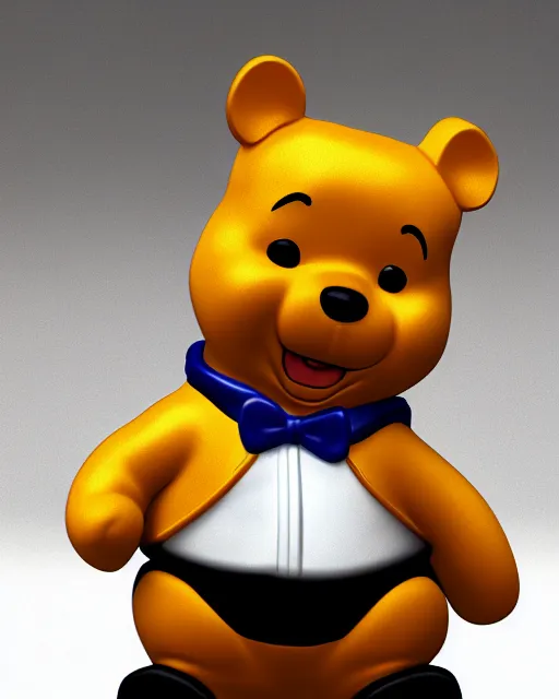 Image similar to full body 3d render of xi jinping as winnie-the-pooh wearing a suit as a funko pop, studio lighting, white background, blender, trending on artstation, 8k, highly detailed