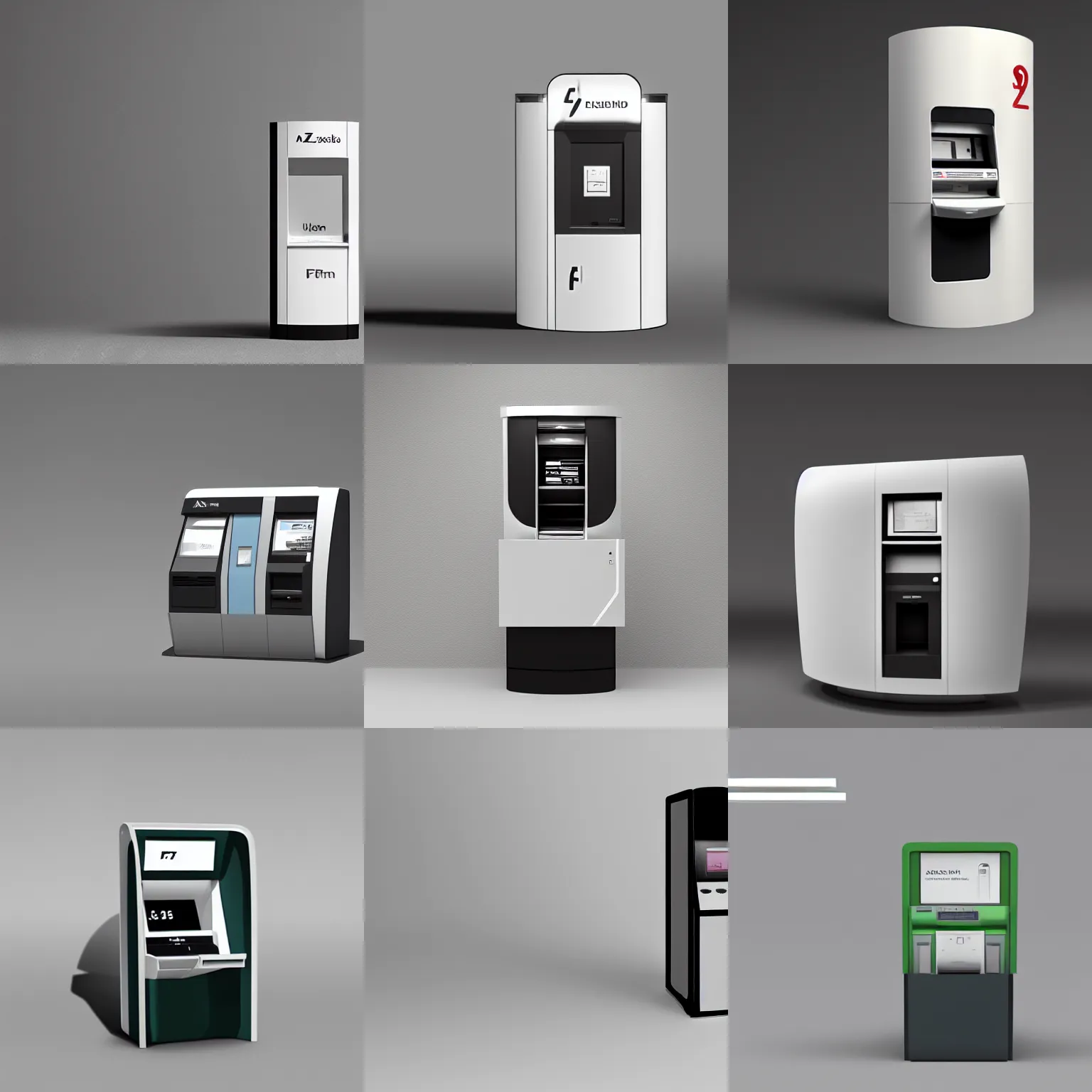 Prompt: a minimalistic atm machine, curved, by fzd school of design