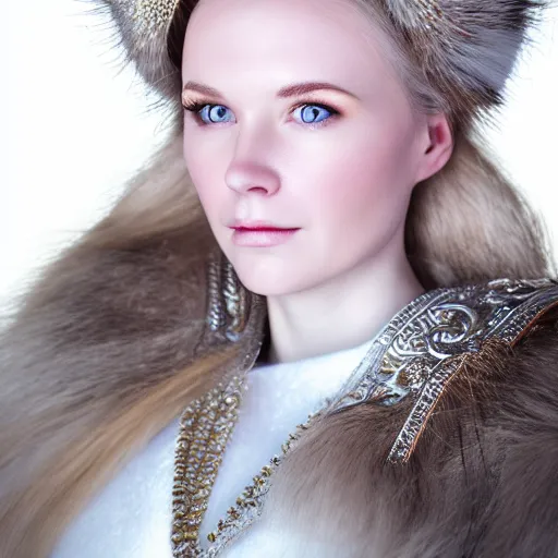 Prompt: head shot photo of a real-life beautiful nordic queen, highly detailed, volumetric lighting