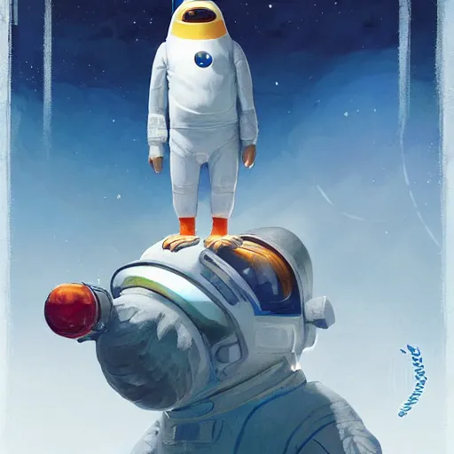 Image similar to astronaut penguin space, movie by nuri iyem, james gurney, james jean, greg rutkowski, anato finnstark. pixar. hyper detailed, 5 0 mm, award winning photography