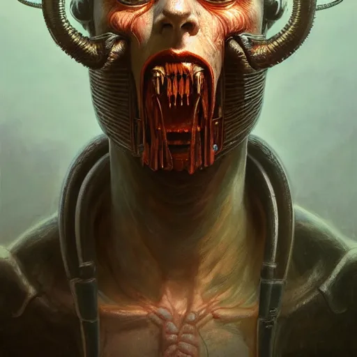 Image similar to a portrait of Adam Scott from the show Severance, sci-fi concept art by giger and beksinski and szukalski and wlop and pete mohrbacher, digital art, highly detailed, intricate, horror, sharp focus, Trending on Artstation HQ, deviantart, unreal engine 5, 4K UHD image
