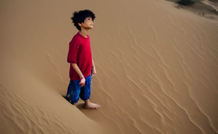 Image similar to a luffy in sand dunes, photography