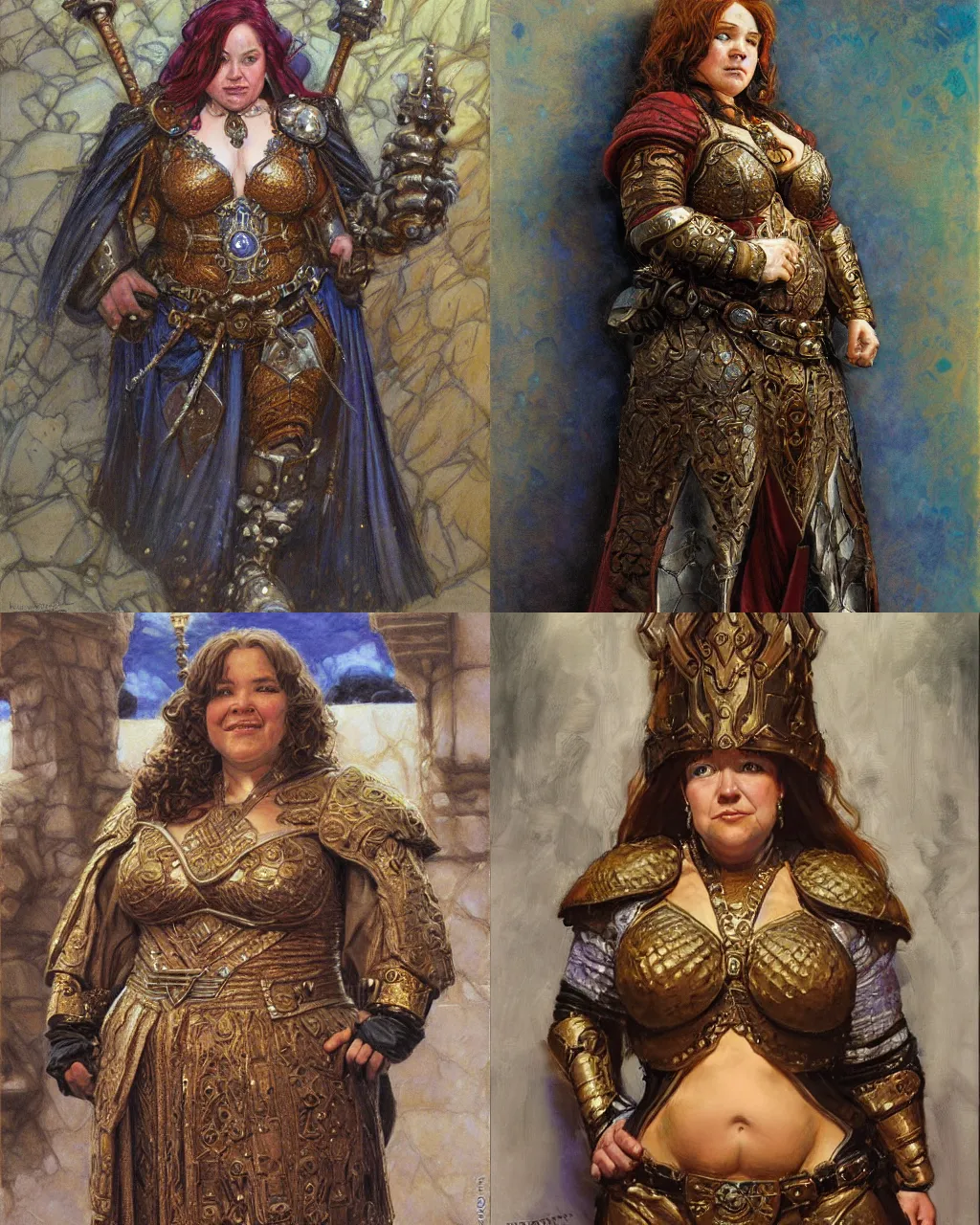 female dwarven priestess, chubby short stature, by