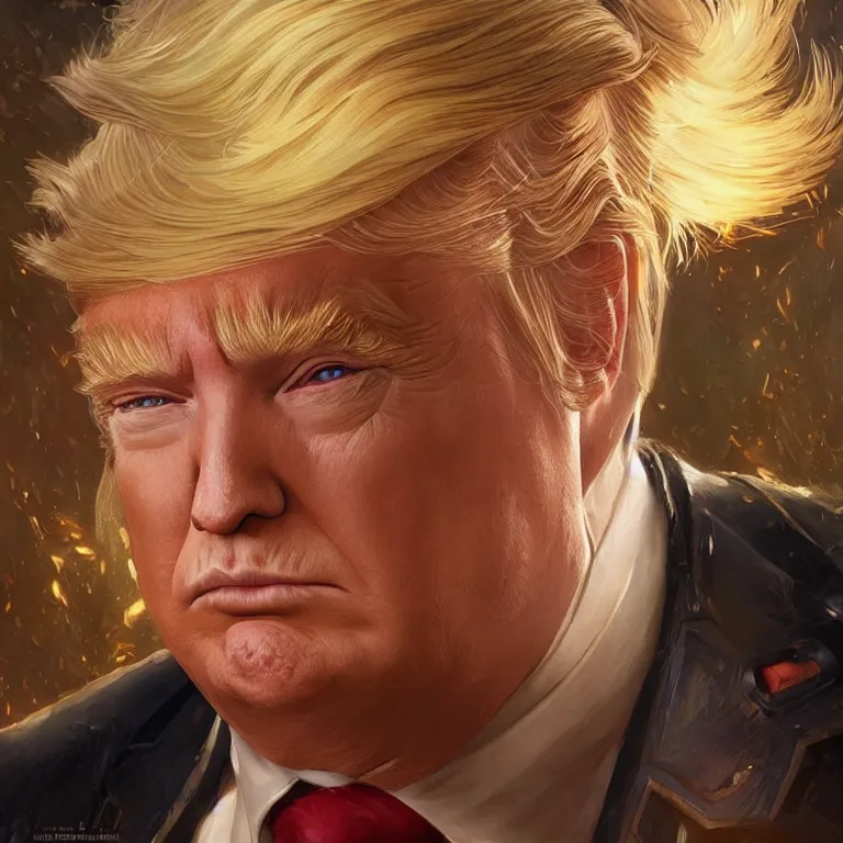 Image similar to a highly detailed character portrait of Donald Trump as a World of Warcraft character, intricate, digital painting, artstation, concept art, smooth, sharp focus, illustration, art by artgerm and greg rutkowski and alphonse mucha