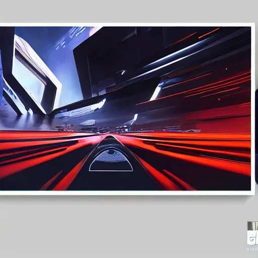 Image similar to sci-fi cars race : near wall structure on : the coronation of napoleon painting : and digital billboard in the middle, in style of zaha hadid, suprematism composition, unreal engine 5, keyshot, octane, artstation trending, in lighting of blade runner 2049, ultra high detail, ultra photo realistic, 8k, 16k, in plastic, dark, tilt shift,