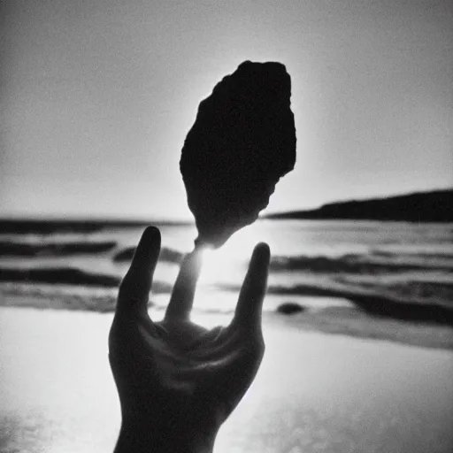 Image similar to gene pool in the hands of a black rock, 35mm grainy film photography