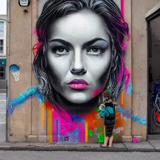 Image similar to a highly detailed portrait in the style of spray - painted street art