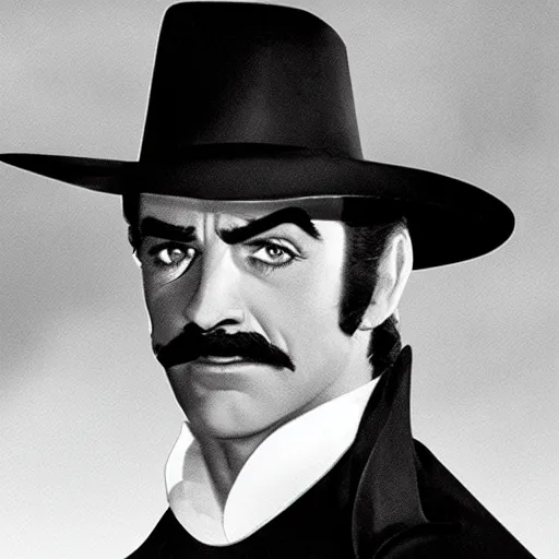 Image similar to Young Sean Connery as Zorro 4K detail