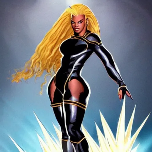 Image similar to Beyonce as Storm from the X-men