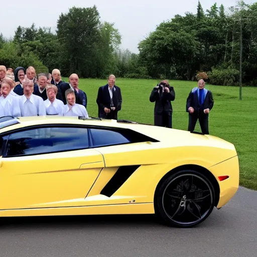 Image similar to putin in his lamborghini gallardo