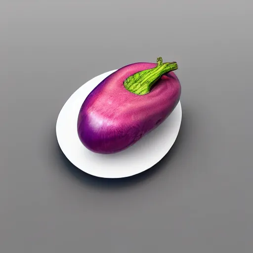 Image similar to isometric 3d render of an eggplant, white background, studio lighting