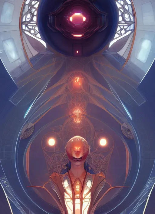 Image similar to symmetry, spaceship intricate, elegant, highly detailed, digital painting, artstation, concept art, smooth, sharp focus, illustration, art by artgerm and greg rutkowski and alphonse mucha