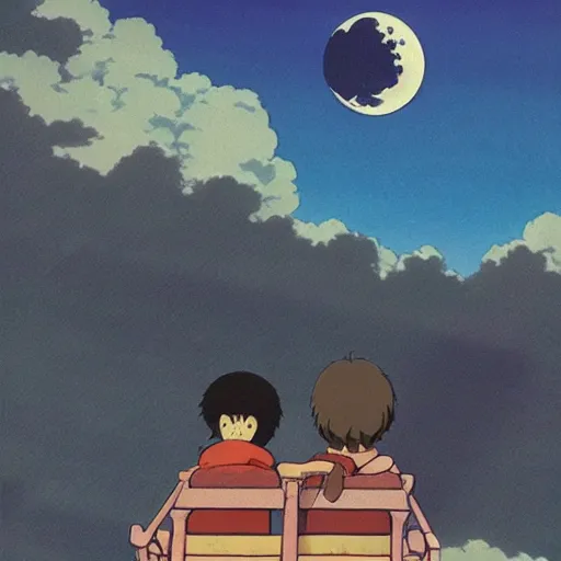 Image similar to looking at the moon, Studio Ghibli