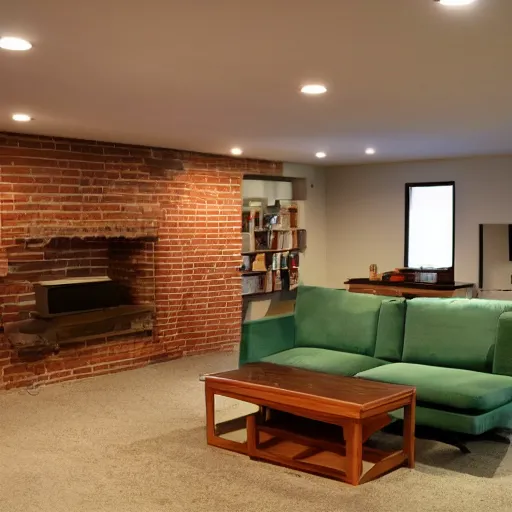 Image similar to basement of a furnished 1970s house