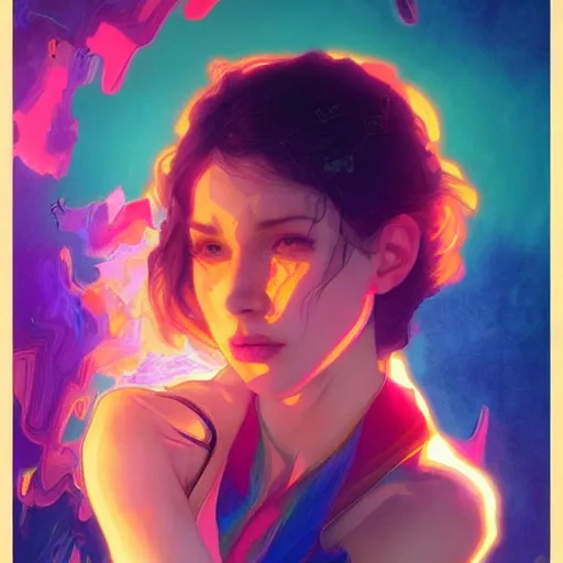 Image similar to beautiful, young woman, sad eyes, tears running down, vaporwave aesthetic, synthwave, colorful, psychedelic, digital painting, artstation, concept art, smooth, sharp focus, illustration, art by artgerm and greg rutkowski and alphonse mucha