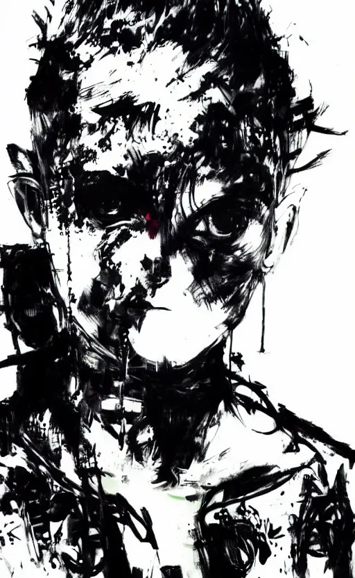 Image similar to Portrait of punk Millie Bobby Brown by Yoji Shinkawa