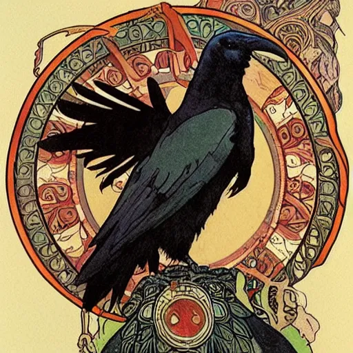 Image similar to raven by mucha