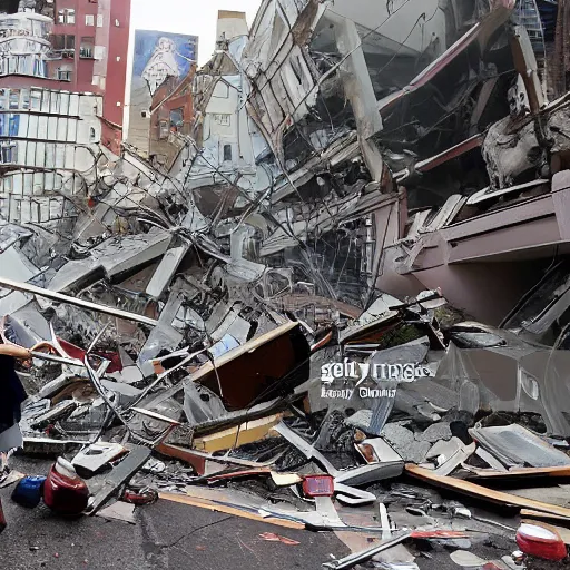 Image similar to anime girl destroys a city, news photo