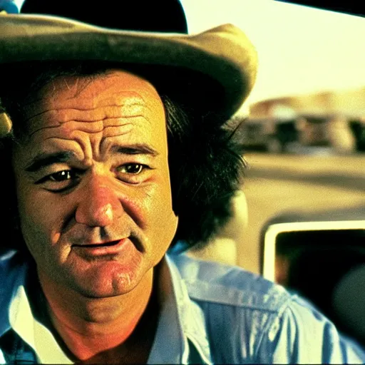 Image similar to bill murray in fear and loathing in las vegas, movie still, promotional shot