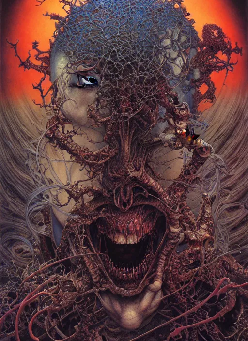 Prompt: realistic detailed image of a boys nightmare of eternal doom by Ayami Kojima, Amano, Karol Bak, Greg Hildebrandt, and Mark Brooks, Neo-Gothic, gothic, rich deep colors. Beksinski painting. art by Takato Yamamoto. masterpiece. ultra details, high quality, high resolution .