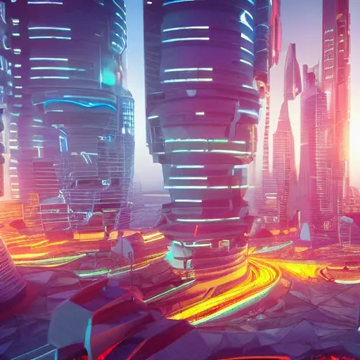 Image similar to photo of a futuristic city in a bright colorful future made of natural materials. Very detailed 8k. Unreal engine 5 render with nanite, global illustration and path tracing. Volumetric lighting. Cinematic post processing.